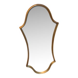1970s LaBarge Attributed Sculptural Gilt Wood Shield Wall Mirror For Sale