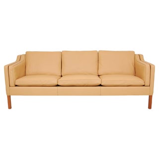 3-Seater Sofa in Natural Nevada Leather by Børge Mogensen for Fredericia For Sale