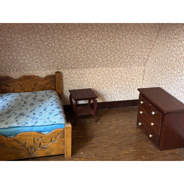 Early 20th Century Bench Made Folk Art Colonial Dollhouse, Furnished For Sale - Image 10 of 17
