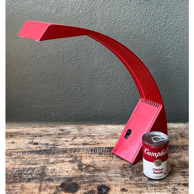 Vintage Italian Marco Zotta Red Arched Desk Lamp For Sale - Image 4 of 17