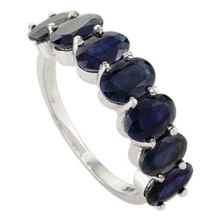 Modern Heirloom Blue Sapphire 14k Gold Gemstone Ring Size 6 For Sale