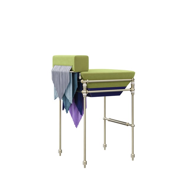 Red Seraphine Bar Chair with Fringes from Ottiu For Sale - Image 8 of 16