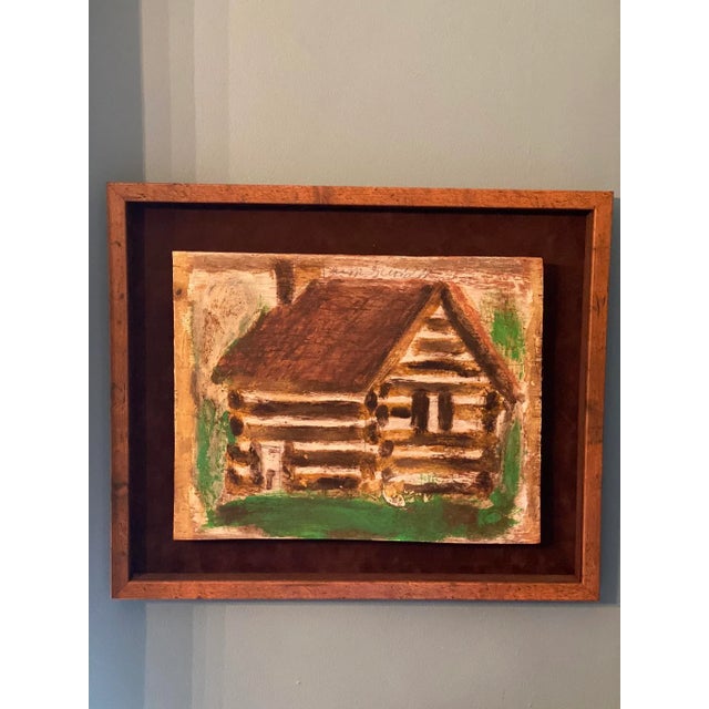 1980s Jimmy Lee Sudduth “Cabin” Folk Art Painting For Sale - Image 5 of 12