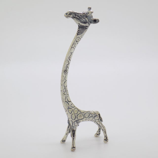 Italian Vintage Italian Handmade Genuine Silver Stylized Giraffe Figurine Miniature For Sale - Image 3 of 8