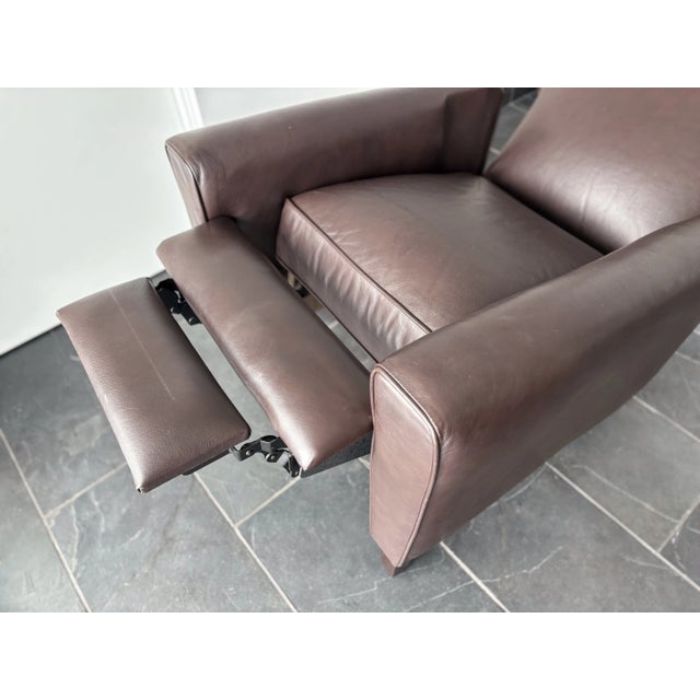 Room & Board Art Deco Style Leather Recliner Club Chair For Sale - Image 9 of 10