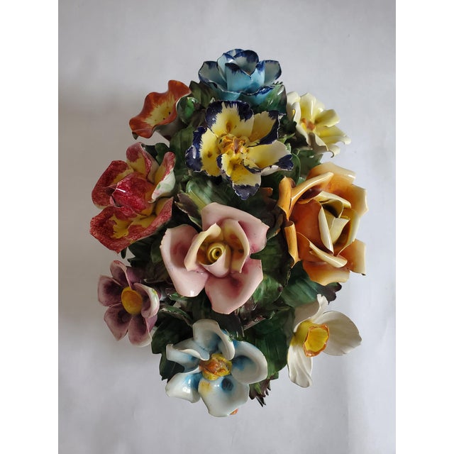 Italian Capodimonte Style Mid- Century Floral Basket Centerpiece For Sale - Image 3 of 13
