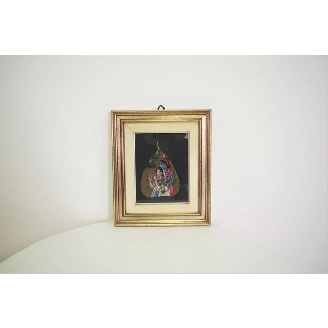 Indian Painted Leaves in Frames, 1970s, Set of 2 For Sale - Image 9 of 15