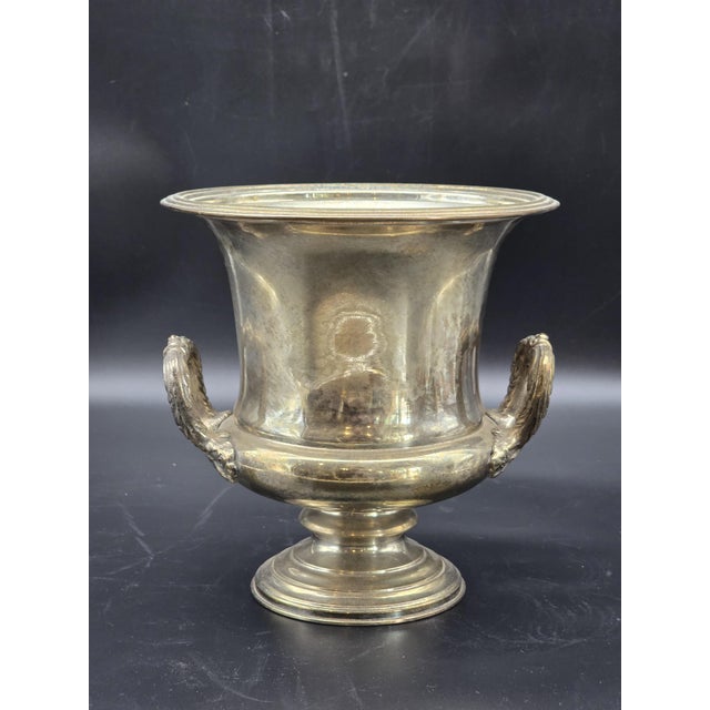 Metal Vintage Neo-Classical Silver Metal Champagne Cooler, 1950s For Sale - Image 7 of 7