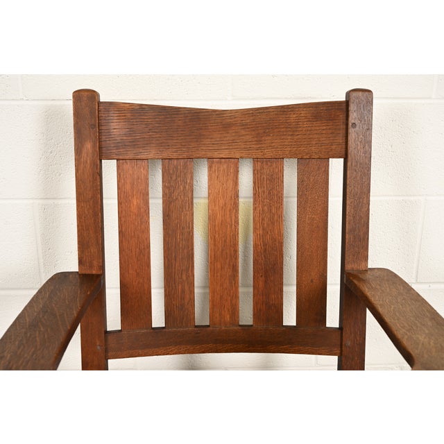 Wood Gustav Stickley Antique Mission Oak Arts & Crafts Rocking Chair, Circa 1910 For Sale - Image 7 of 13