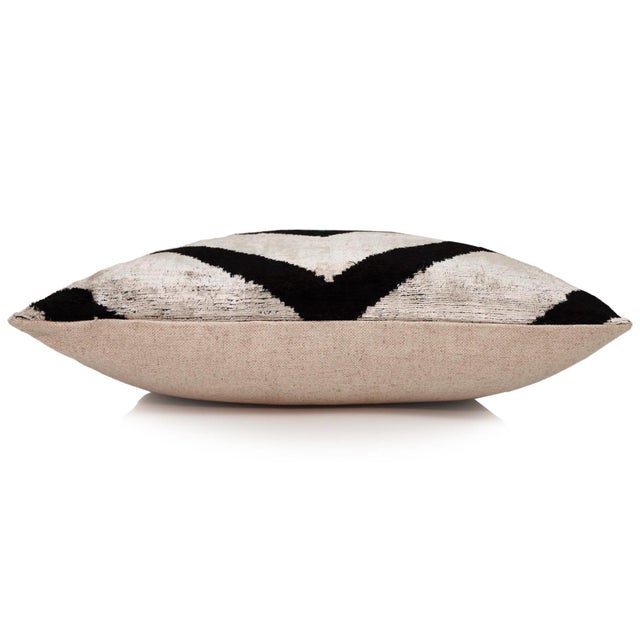 Mid-Century Modern Green Chevron Silk Velvet Throw Pillow 20x20 | Handmade Organic Luxury For Sale - Image 3 of 8