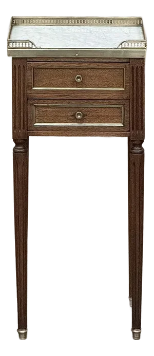 Antique French Directoire Mahogany End Table With Carrara Marble