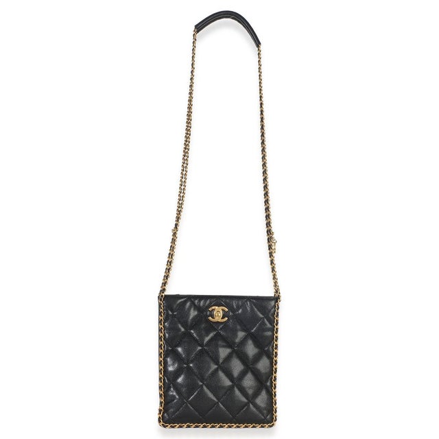 Black Black Quilted Caviar Mini Never Ending Chain Tote For Sale - Image 8 of 9
