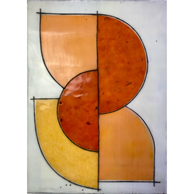 Nine 12x9 cradled wood panels make up this encaustic mixed media art piece. In the photo they are hanging spaced...