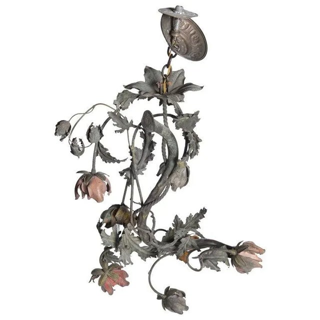 1920s Wrought Iron Floral Vine Chandelier For Sale - Image 13 of 13