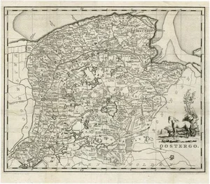 Antique Map of Oostergo by Tirion, 1785