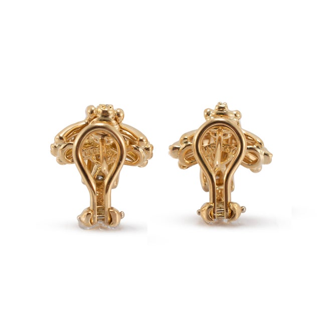 Tiffany and Co. Vintage Tiffany & Co. X 18k Yellow Gold 0.53ctw Diamond Clip on Earrings, Pair For Sale - Image 4 of 8