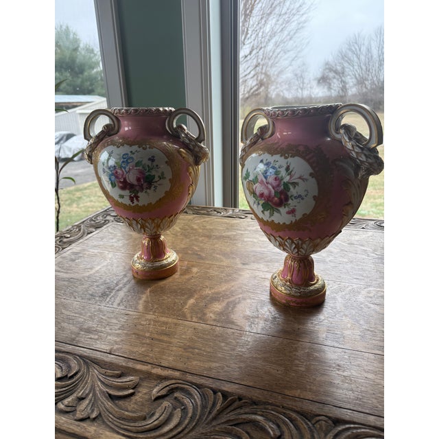 19th Century Portrait Vases English - Service Style - Hand painted gorgeous decorative gold leaf, floral and portraits....