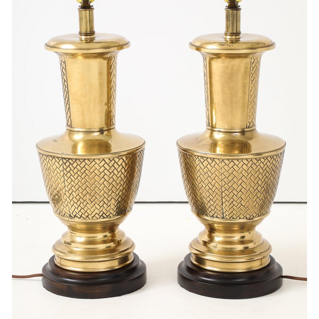 Mid-Century Modern 1980s Mid-Century Modern Frederick Cooper Brass Table Lamps - Pair For Sale - Image 3 of 8
