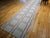 A beautiful vintage American flatwoven wide runner from the late 20th century in a palette of baby blue, red, yellow,...
