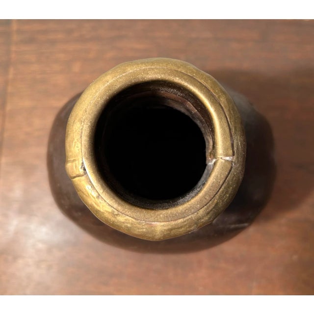 Late 20th Century Vintage Dovetailed Metal Indian Water Jug Vessel Bottle 6" Tall,x 4" Wide Inches For Sale - Image 5 of 5