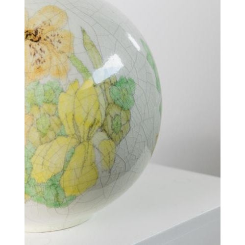 Vintage Ceramic Vase with Green and Yellow Floral Design from Ernestine, Italy, 1960s For Sale - Image 4 of 12