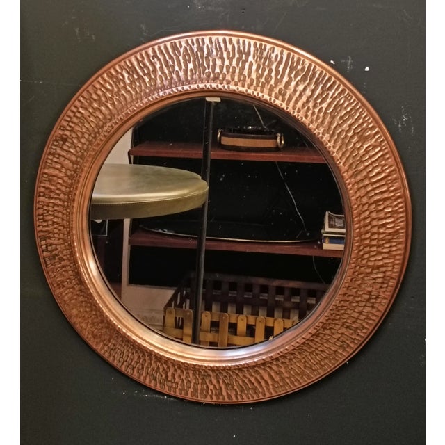 Metal Vintage Patinated and Hammered Copper Wall Mirror by Angelo Bragalini, 1960s For Sale - Image 7 of 9