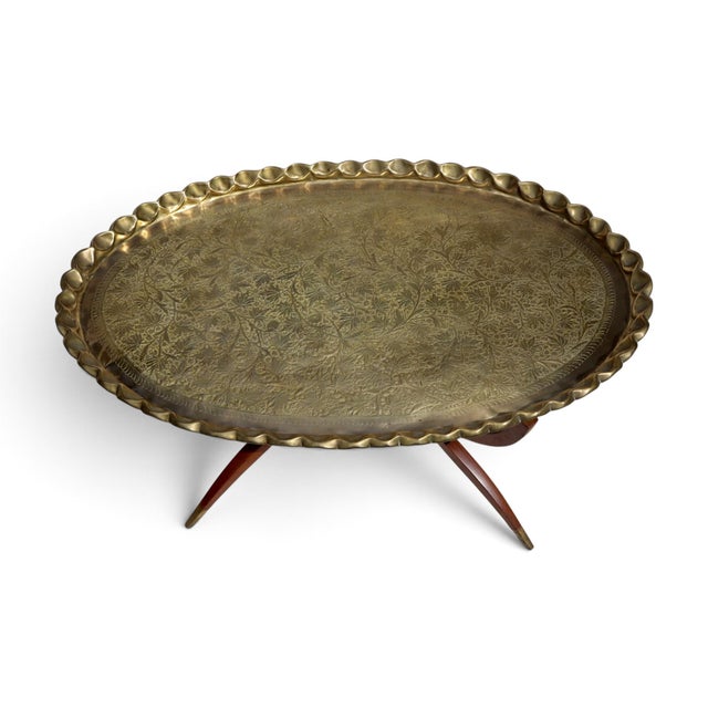 Islamic Ottoman with Brass Table Tray, 1950s For Sale - Image 17 of 18