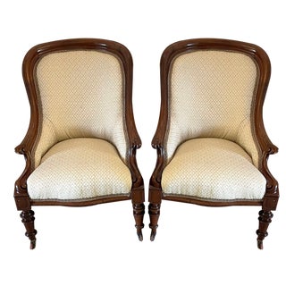 Set of Victorian Mahogany Armchairs, 1860s For Sale