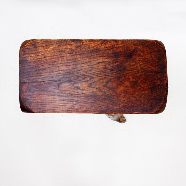 Brutalist - Natural decoration - Stool Brutalist style stool in solid wood, similar to those made of elm in the 1960s or...