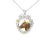 Elegant white gold horse pendant featuring vibrant orange sapphires, sparkling diamonds, and a single emerald eye. A...