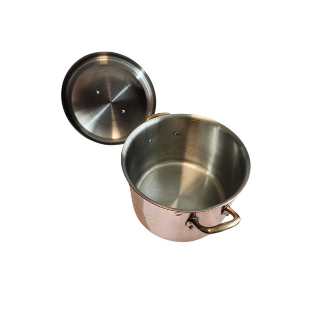 Mid-Century Modern Vintage Mauviel Williams Sonoma Eight Inch Lidded Copper Stew Pot For Sale - Image 3 of 5