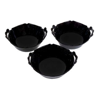 Black Depression Glass Bowls - Set of 3 For Sale