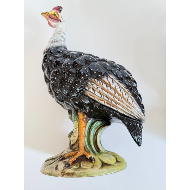 Late 20th Century Large Pair of Ceramic Guinea Hens or Fowl, Made in Italy For Sale - Image 5 of 10
