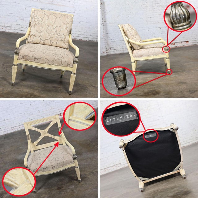 1980’s Neoclassic Large Scale Armchair W/Distressed Finish by Bernhardt From Vargas Fine Furniture For Sale - Image 9 of 16