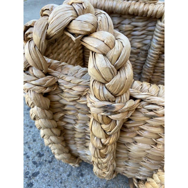 Tan Rectangular Rush Basket For Sale - Image 8 of 11