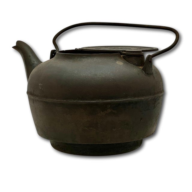Excellent Large Size Antique Classic American Style Cast Iron Stove Top Kettle With Nice Original Patina - Patent 1871 For Sale - Image 11 of 18
