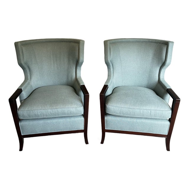 Pair of Late 20th Century Bill Sofield for Baker Manor Walnut Wing Lounge Chairs For Sale