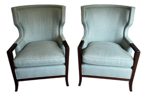 Pair of Late 20th Century Bill Sofield for Baker Manor Walnut Wing Lounge Chairs