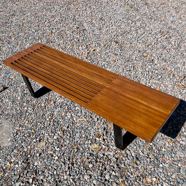 1960s MCM George Nelson Style Slat Bench For Sale - Image 9 of 10