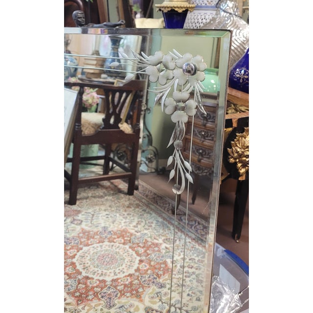 Fine Vintage Etched Glass 1930s French Deco Mirror For Sale In Philadelphia - Image 6 of 10