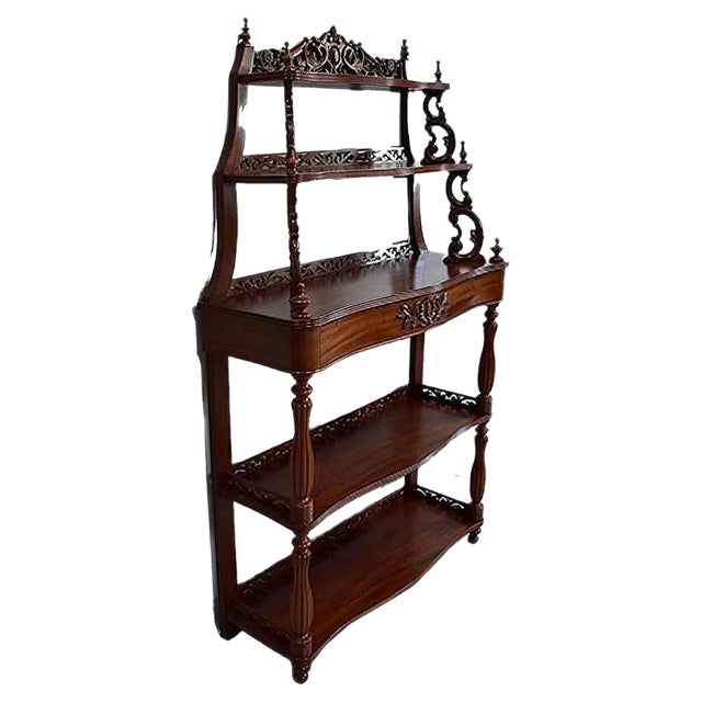 Napoleon III Mahogany Serving Shelving Console, 1850s For Sale