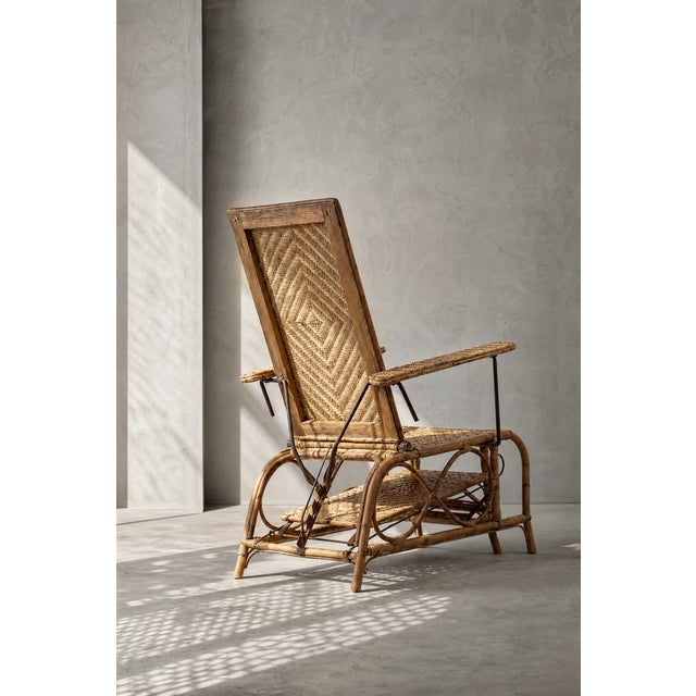 Vintage German Rattan Lounge Chair with Extendable Ottoman, 1930s For Sale - Image 12 of 18