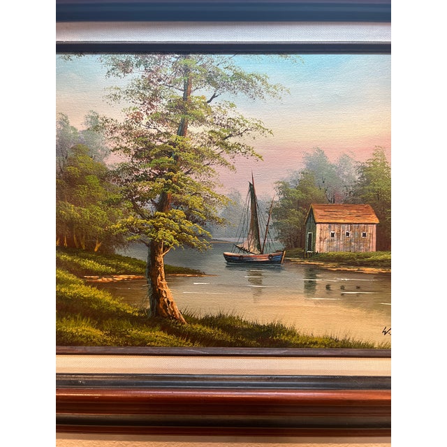 Late 19th Century Late 19th Century Beautiful Landscape Oil Painting by W. Morris Framed For Sale - Image 5 of 10