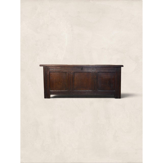 Mid 17th Century Antique English Oak Coffer/Trunk For Sale - Image 4 of 7