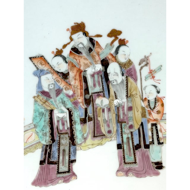 Chinese Export Famille Rose Scholars Porcelain Plaque, Republic Period, circa 1920–1940 A finely painted Chinese famille...