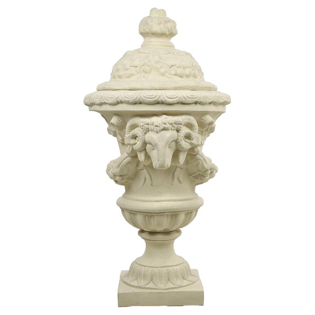 Decorative Urn in White Terracotta For Sale