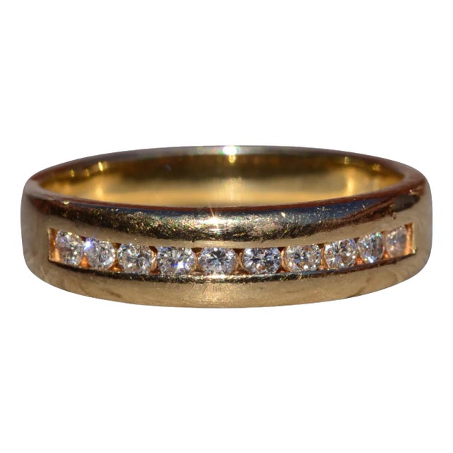 The Vittoria: Unisex 14K Yellow Gold Band set with Diamonds For Sale