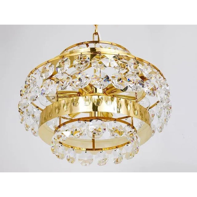1970s Gold-Plated Bakalowits Brass Chandelier with Diamond Crystals from Bakalowits & Söhne, Austria, 1970s For Sale - Image 5 of 11