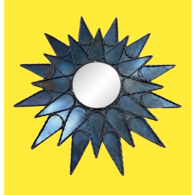 Mid 20th Century French Sunburst Brutalist Mirror in the Style of Line Vautrin For Sale In Miami - Image 6 of 11