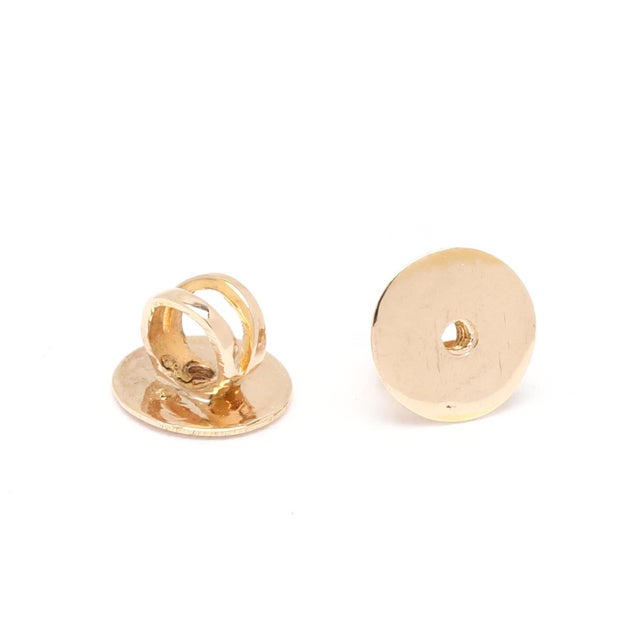 Dainty .16ctw Diamond Stud Earrings With Screw Backs, 18k Yellow Gold, Pair For Sale - Image 4 of 4